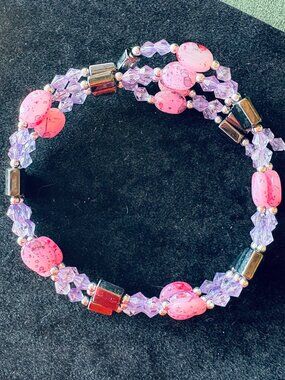 Pink and Magnet Beaded Necklace or Bracelet